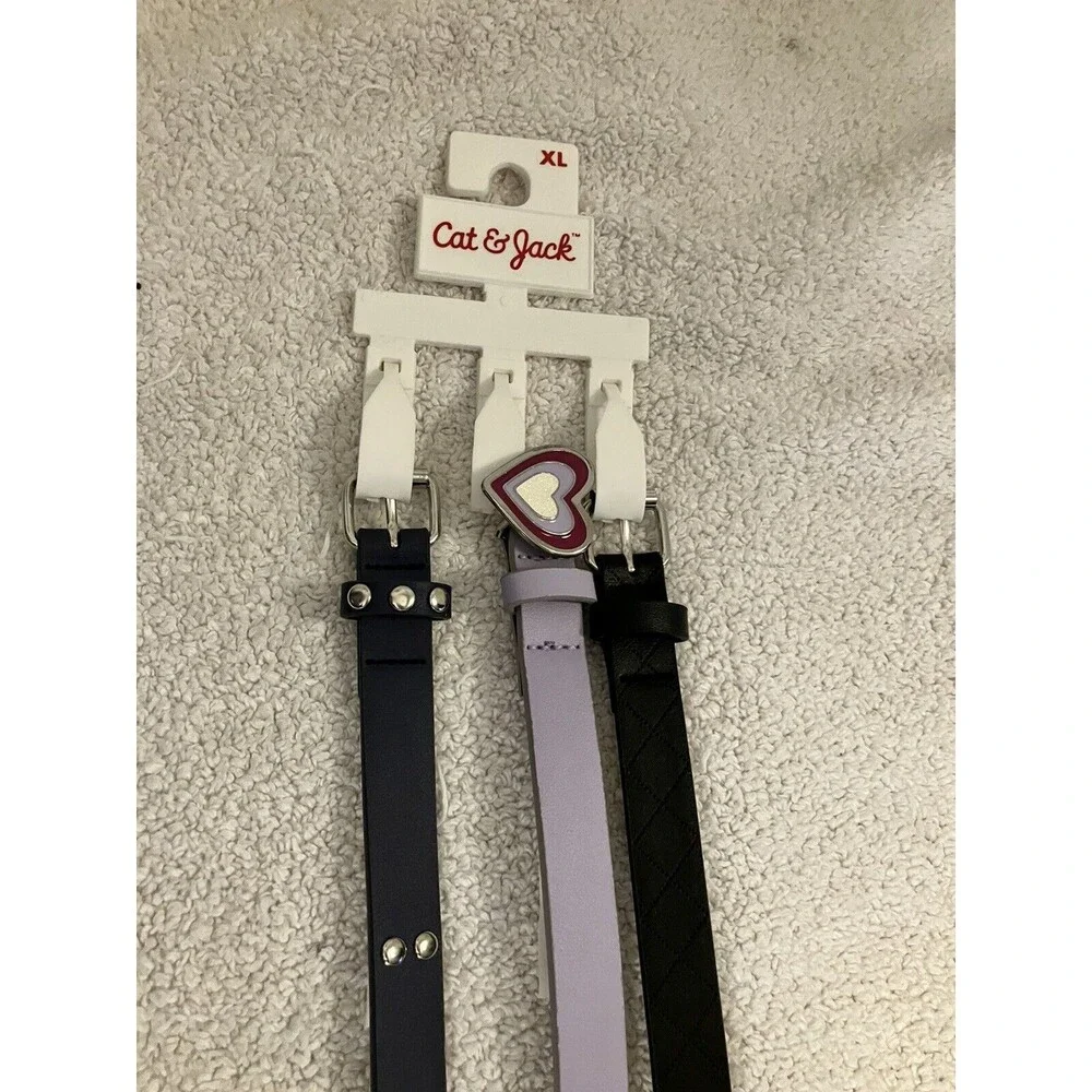 Cat & Jack Girls 3-Pack Multicolor Belts - Size Medium Back to School Attire